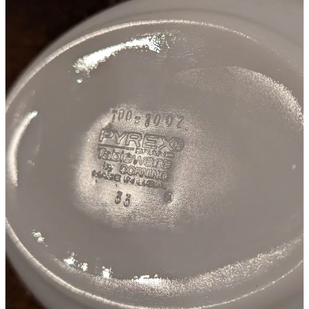 Pyrex 700‑10 OZ Tableware by Corning • Opal Glass Dish • Green Transfer Mark